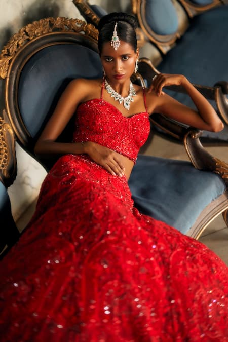 Eeksha Resham Embroidered Sequined Lehenga Set 