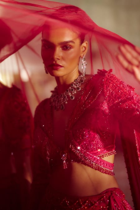 Eeksha Swarovski Embellished floral Bridal Lehenga Set 