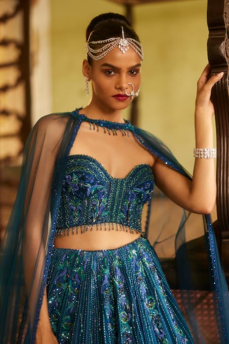 Eeksha Floral Swirl Bead Embellished Lehenga Set 