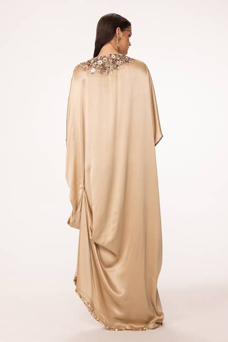 Eeksha Sequin Applique Embroidered Kaftan Dress 