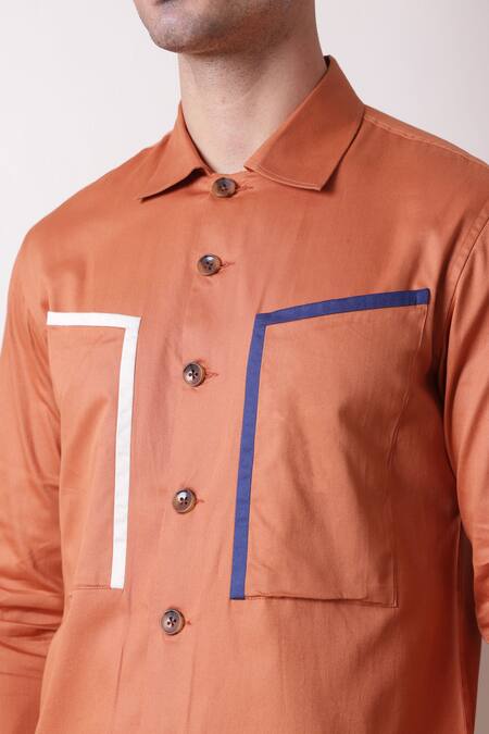 Buy_Lacquer Embassy_Orange Cotton Plain Tartine Shirt  