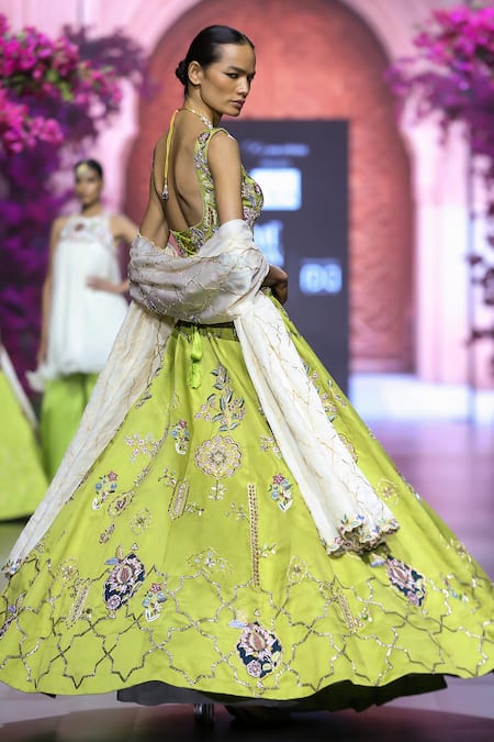 Vikabyarvindampula Floral Bloom Embroidered Lehenga Set 