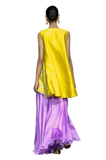 Buy Vikabyarvindampula Purple Organza, Linen, Satin Beads, Zari, Floral Blossom Overcoat Pant Set Online at Aza Fashions Buy_Vikabyarvindampula_Purple Organza, Linen, Satin Beads, Zari, Floral Blossom Overcoat Pant Set _Online_at_Aza_Fashions