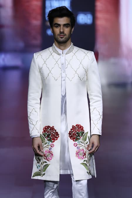 Vikabyarvindampula Floral Embroidered Sherwani Pant Set 