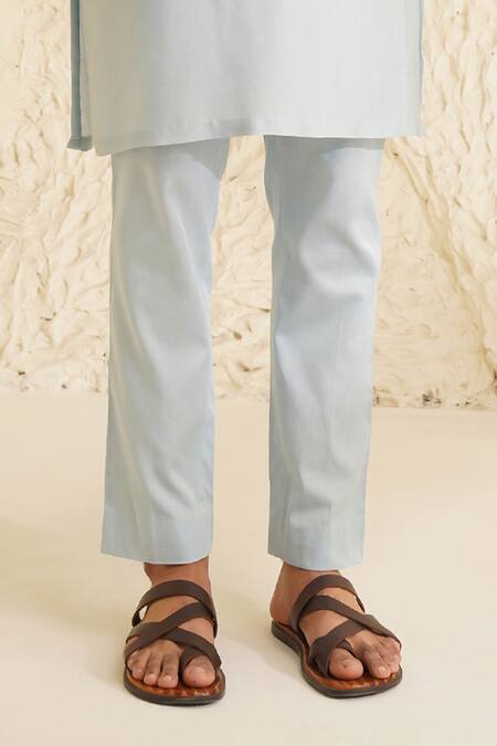 Shreyansh Designs Blue Chanderi Silk Embroidery Nishk Floral Thread Kurta Set Online at Aza Fashions Shreyansh Designs_Blue Chanderi Silk Embroidery Nishk Floral Thread Kurta Set _Online_at_Aza_Fashions