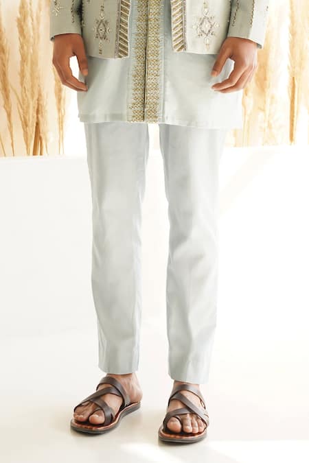 Shreyansh Designs Blue Silk Zari, Mirrors, Beads Tarush Embroidered Jacket And Kurta Set Online at Aza Fashions Shreyansh Designs_Blue Silk Zari, Mirrors, Beads Tarush Embroidered Jacket And Kurta Set _Online_at_Aza_Fashions