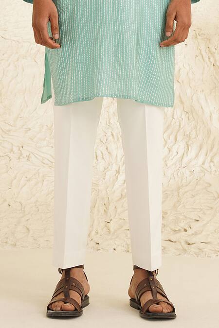 Shreyansh Designs Blue Chanderi Silk Cut Work, Beads Nailabh Thread Embroidered Kurta Set Online at Aza Fashions Shreyansh Designs_Blue Chanderi Silk Cut Work, Beads Nailabh Thread Embroidered Kurta Set _Online_at_Aza_Fashions