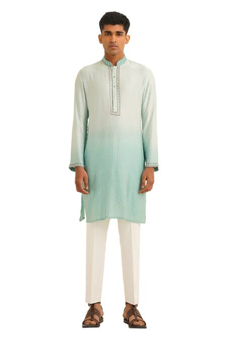 Buy Shreyansh Designs Blue Chanderi Silk Cut Work, Beads Nailabh Thread Embroidered Kurta Set Online at Aza Fashions Buy_Shreyansh Designs_Blue Chanderi Silk Cut Work, Beads Nailabh Thread Embroidered Kurta Set _Online_at_Aza_Fashions