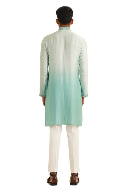 Shreyansh Designs Blue Chanderi Silk Cut Work, Beads Nailabh Thread Embroidered Kurta Set at Aza Fashions Shreyansh Designs_Blue Chanderi Silk Cut Work, Beads Nailabh Thread Embroidered Kurta Set _at_Aza_Fashions