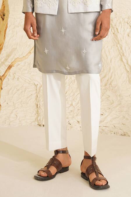 Shreyansh Designs Gray Dupion Silk Embroidery Bead Floral Bundi And Kurta Set Online at Aza Fashions Shreyansh Designs_Gray Dupion Silk Embroidery Bead Floral Bundi And Kurta Set _Online_at_Aza_Fashions