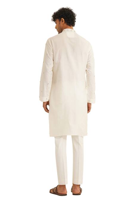 Shop Shreyansh Designs White Silk, Cotton Sequins, Beads Samyak Placket Embroidered Kurta Set Online at Aza Fashions Shop_Shreyansh Designs_White Silk, Cotton Sequins, Beads Samyak Placket Embroidered Kurta Set _Online_at_Aza_Fashions