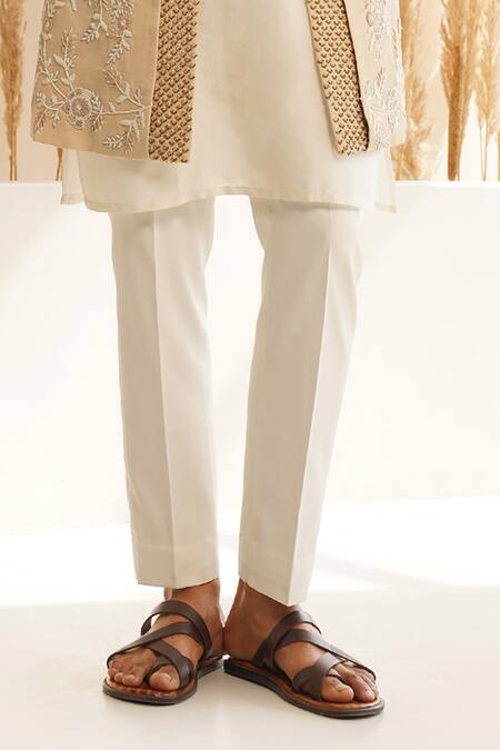 Shreyansh Designs Beige Dupion Silk Embroidery Bead Bundi And Kurta Set Online at Aza Fashions Shreyansh Designs_Beige Dupion Silk Embroidery Bead Bundi And Kurta Set _Online_at_Aza_Fashions