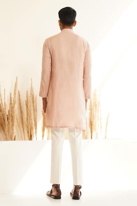 Shop Shreyansh Designs Pink Silk, Cut Work, Aadiv Placement Embroidered Kurta Set at Aza Fashions Shop_Shreyansh Designs_Pink Silk, Cut Work, Aadiv Placement Embroidered Kurta Set _at_Aza_Fashions