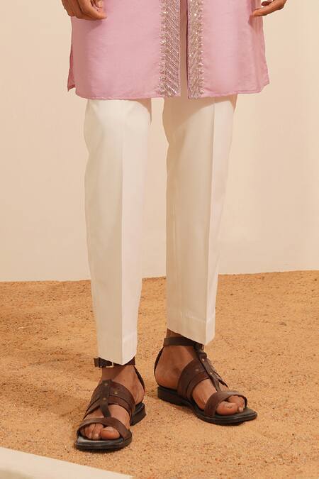 Shreyansh Designs_Purple Chanderi Silk Sequins, Beads Gireesh Embellished Border Kurta With Pant _Online_at_Aza_Fashions