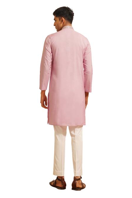 Shop_Shreyansh Designs_Purple Chanderi Silk Sequins, Beads Gireesh Embellished Border Kurta With Pant _Online_at_Aza_Fashions