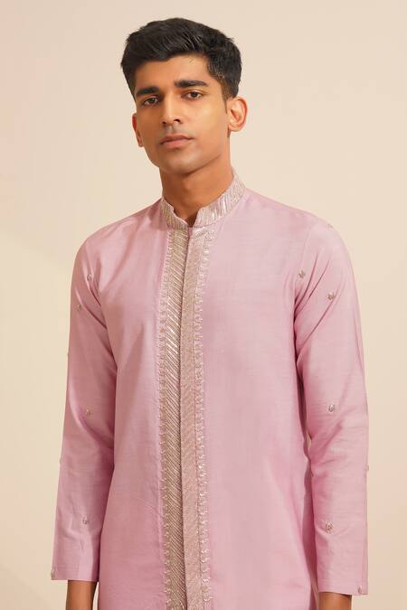 Buy_Shreyansh Designs_Purple Chanderi Silk Sequins, Beads Gireesh Embellished Border Kurta With Pant 