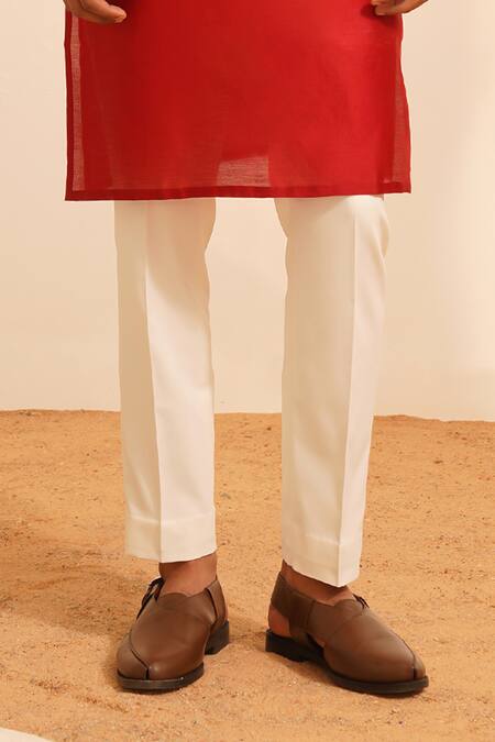 Shreyansh Designs Red Chanderi Silk Zari Ivan Zardozi Embroidered Kurta With Pant Online at Aza Fashions Shreyansh Designs_Red Chanderi Silk Zari Ivan Zardozi Embroidered Kurta With Pant _Online_at_Aza_Fashions