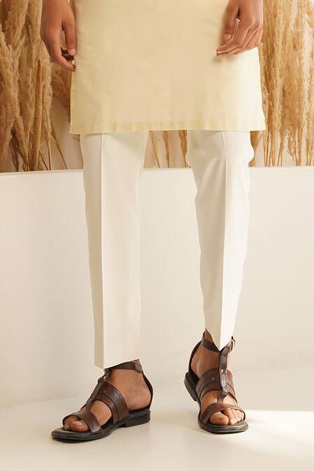 Shreyansh Designs Off White Chanderi Silk Embroidery, Sequins Ekansh Zari Kurta With Pant Online at Aza Fashions Shreyansh Designs_Off White Chanderi Silk Embroidery, Sequins Ekansh Zari Kurta With Pant _Online_at_Aza_Fashions