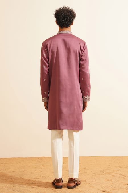 Shop Shreyansh Designs Purple Silk, Svanik Mirrorwork Embellished Kurta With Pant at Aza Fashions Shop_Shreyansh Designs_Purple Silk, Svanik Mirrorwork Embellished Kurta With Pant _at_Aza_Fashions