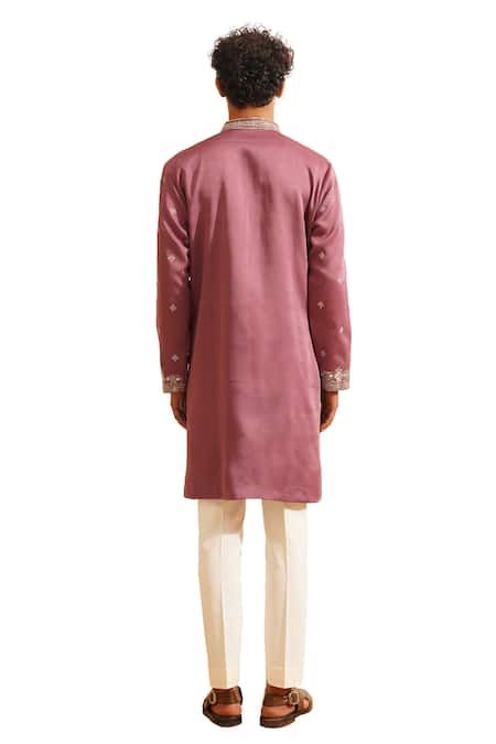 Shop Shreyansh Designs Purple Silk, Svanik Mirrorwork Embellished Kurta With Pant Online at Aza Fashions Shop_Shreyansh Designs_Purple Silk, Svanik Mirrorwork Embellished Kurta With Pant _Online_at_Aza_Fashions