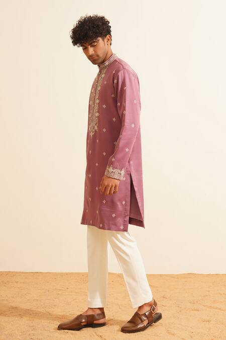 Shreyansh Designs Purple Silk, Svanik Mirrorwork Embellished Kurta With Pant at Aza Fashions Shreyansh Designs_Purple Silk, Svanik Mirrorwork Embellished Kurta With Pant _at_Aza_Fashions