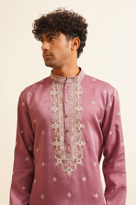Buy Shreyansh Designs Purple Silk, Svanik Mirrorwork Embellished Kurta With Pant Buy_Shreyansh Designs_Purple Silk, Svanik Mirrorwork Embellished Kurta With Pant