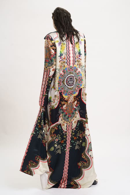 Buy_AK-OK_Multi Color Silk Sequins Collared Abstract Print Jacket Dress _Online_at_Aza_Fashions