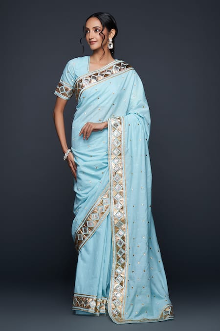 Gulabo by Abu Sandeep Polka Dot Embellished Saree 