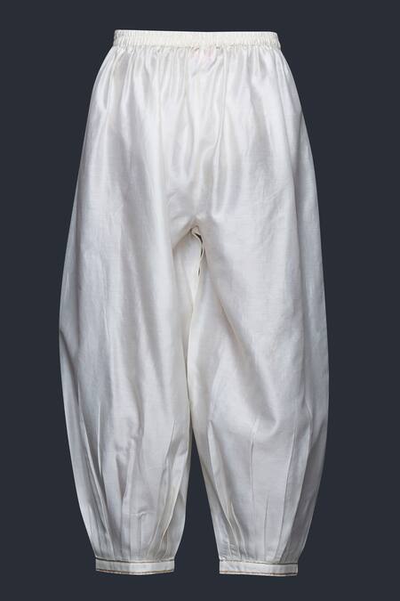 Gulabo By Abu Sandeep Off White Jamdani Embellished Gota Border Salwar at Aza Fashions Gulabo By Abu Sandeep_Off White Jamdani Embellished Gota Border Salwar _at_Aza_Fashions