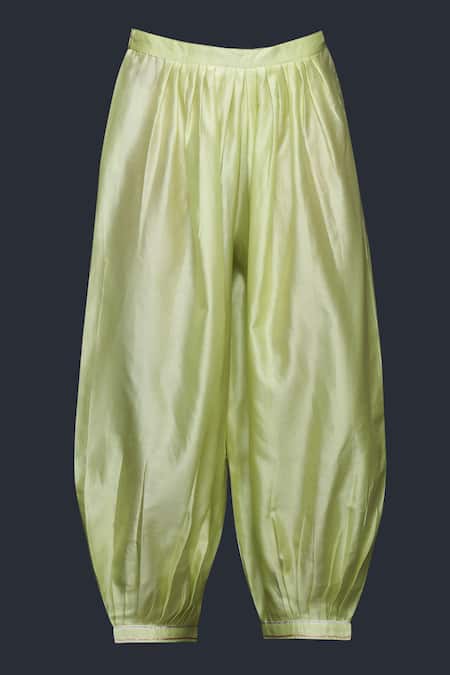 Shop_Gulabo By Abu Sandeep_Green Jacquard Gota Patti Placement Embellished Salwar _Online_at_Aza_Fashions