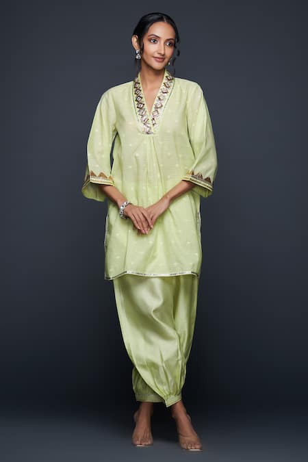 Gulabo by Abu Sandeep Green Jamdani Embellished Gota Placement Salwar  