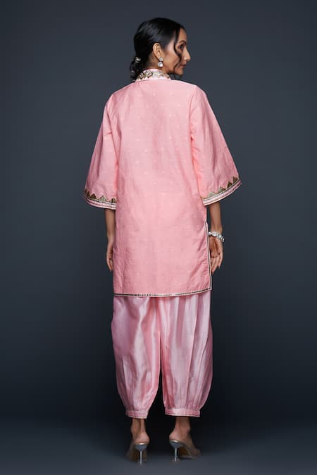 Shop Gulabo By Abu Sandeep Peach Jamdani Embellished Gota Bordered Salwar at Aza Fashions Shop_Gulabo By Abu Sandeep_Peach Jamdani Embellished Gota Bordered Salwar _at_Aza_Fashions