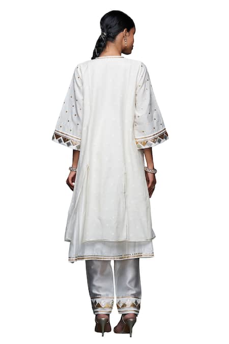 Buy Gulabo By Abu Sandeep Off White Jamdani Embellished Gota Round Layered Kurta Buy_Gulabo By Abu Sandeep_Off White Jamdani Embellished Gota Round Layered Kurta