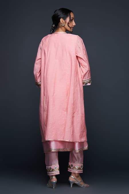 Shop Gulabo By Abu Sandeep Peach Jamdani Embellished Gota Round Yoke Layered Kurta at Aza Fashions Shop_Gulabo By Abu Sandeep_Peach Jamdani Embellished Gota Round Yoke Layered Kurta _at_Aza_Fashions