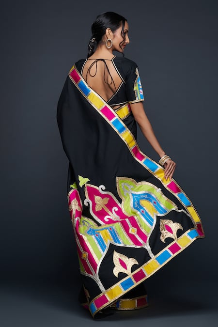 Gulabo By Abu Sandeep Cotton Silk Abstract Jharokha Embroidered Saree 