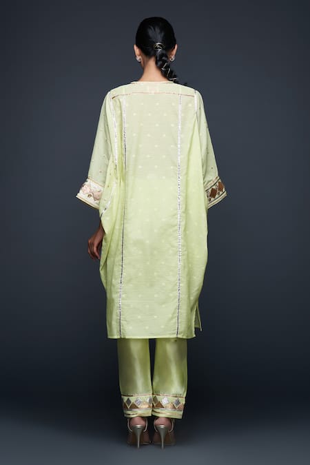 Shop Gulabo By Abu Sandeep Green Jamdani Embroidered Gota V Neck Applique Kaftan at Aza Fashions Shop_Gulabo By Abu Sandeep_Green Jamdani Embroidered Gota V Neck Applique Kaftan _at_Aza_Fashions