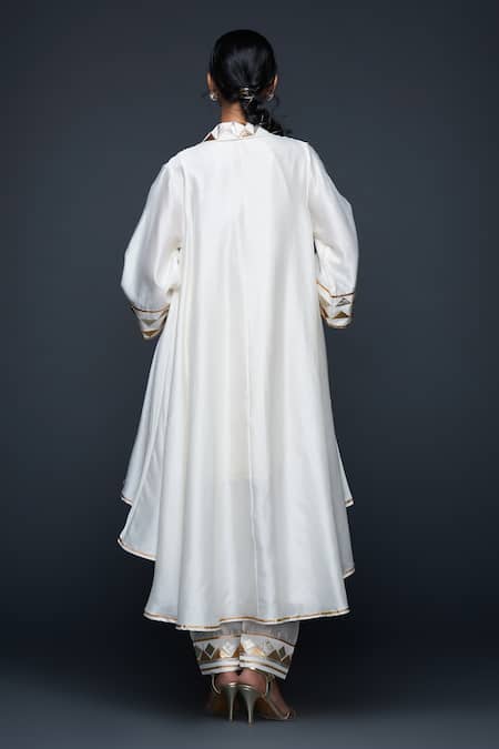 Shop Gulabo By Abu Sandeep Off White Jamdani Embroidered Gota Open Work Jacket at Aza Fashions Shop_Gulabo By Abu Sandeep_Off White Jamdani Embroidered Gota Open Work Jacket _at_Aza_Fashions