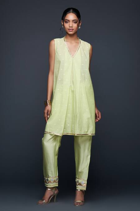 Gulabo By Abu Sandeep Green Jamdani Embroidered Gota Open Jacket at Aza Fashions Gulabo By Abu Sandeep_Green Jamdani Embroidered Gota Open Jacket _at_Aza_Fashions