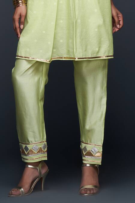 Buy Gulabo By Abu Sandeep Green Jamdani Embroidered Gota Open Jacket Buy_Gulabo By Abu Sandeep_Green Jamdani Embroidered Gota Open Jacket