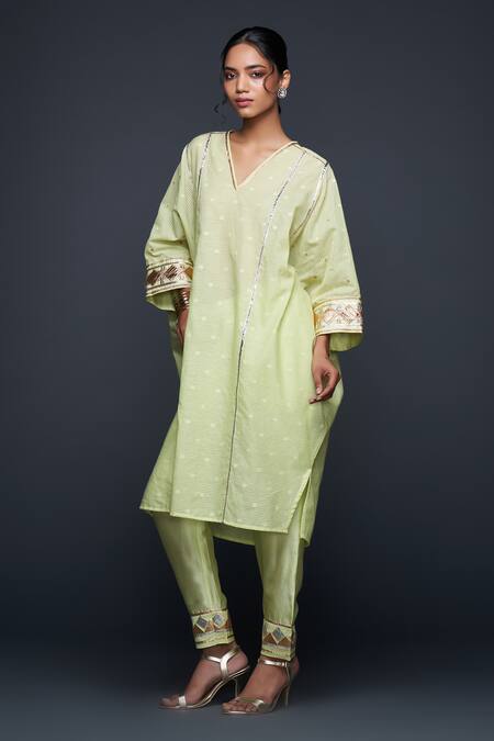 Gulabo By Abu Sandeep Green Jamdani Embroidered Gota Pencil Pant Online at Aza Fashions Gulabo By Abu Sandeep_Green Jamdani Embroidered Gota Pencil Pant _Online_at_Aza_Fashions