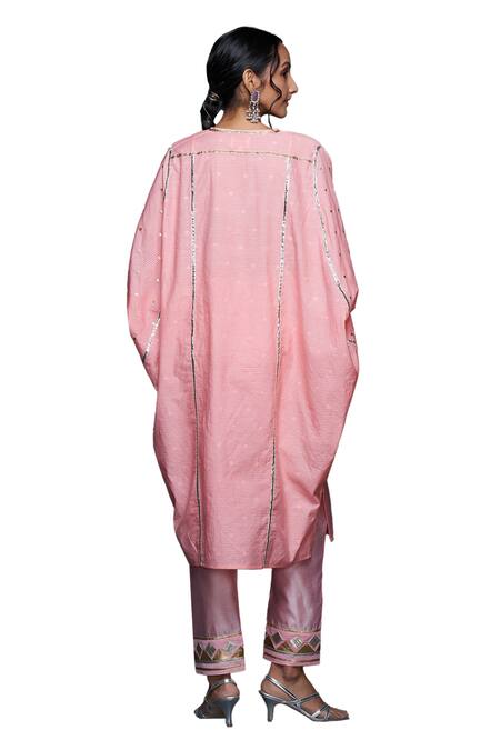 Gulabo By Abu Sandeep Peach Jamdani Embroidered Gota Pencil Fit Pant at Aza Fashions Gulabo By Abu Sandeep_Peach Jamdani Embroidered Gota Pencil Fit Pant _at_Aza_Fashions