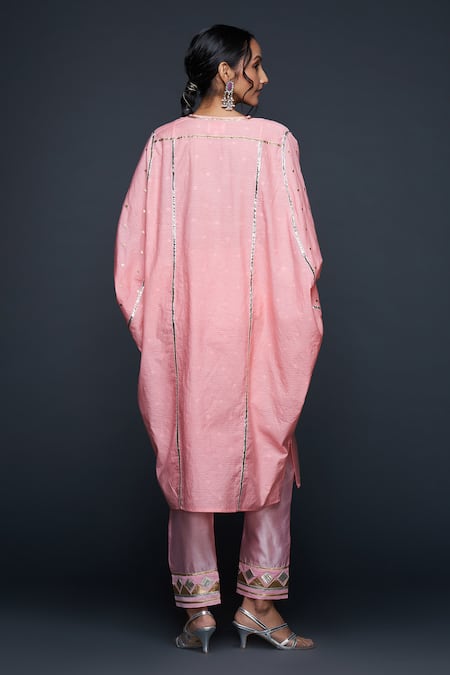 Shop Gulabo By Abu Sandeep Peach Jamdani Embroidered Gota Pencil Fit Pant at Aza Fashions Shop_Gulabo By Abu Sandeep_Peach Jamdani Embroidered Gota Pencil Fit Pant _at_Aza_Fashions