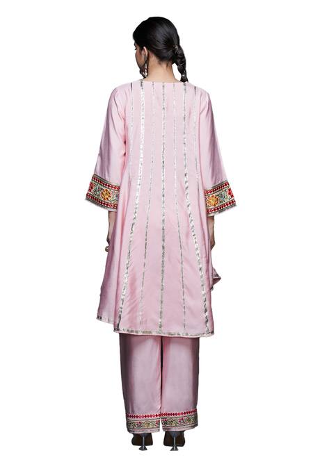 Buy Gulabo By Abu Sandeep Pink Viscose Chanderi Silk Embroidery Phool Bahar And Mirror Anarkali Buy_Gulabo By Abu Sandeep_Pink Viscose Chanderi Silk Embroidery Phool Bahar And Mirror Anarkali