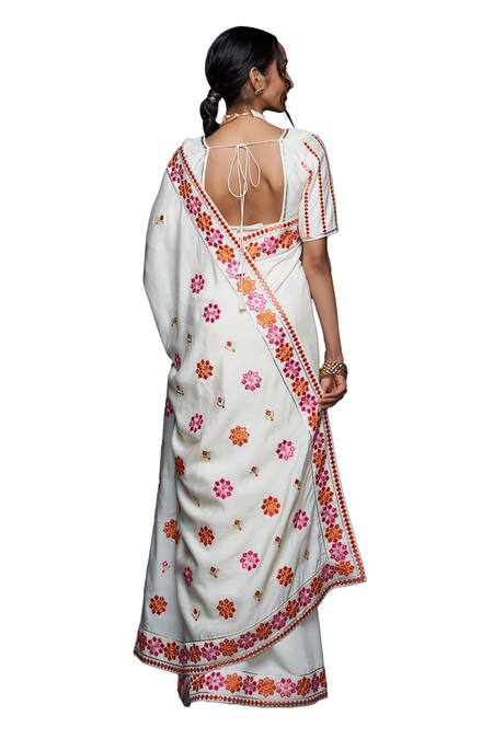 Buy Gulabo By Abu Sandeep Off White Viscose Chanderi Silk Embroidery Thread Leaf And Mirror Vine Blouse Online at Aza Fashions Buy_Gulabo By Abu Sandeep_Off White Viscose Chanderi Silk Embroidery Thread Leaf And Mirror Vine Blouse _Online_at_Aza_Fashions