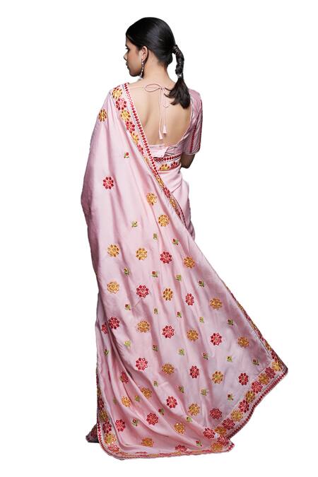 Buy Gulabo By Abu Sandeep Pink Viscose Chanderi Silk Embroidery Thread Leaf Neck And Mirror Ivy Vine Blouse Online at Aza Fashions Buy_Gulabo By Abu Sandeep_Pink Viscose Chanderi Silk Embroidery Thread Leaf Neck And Mirror Ivy Vine Blouse _Online_at_Aza_Fashions