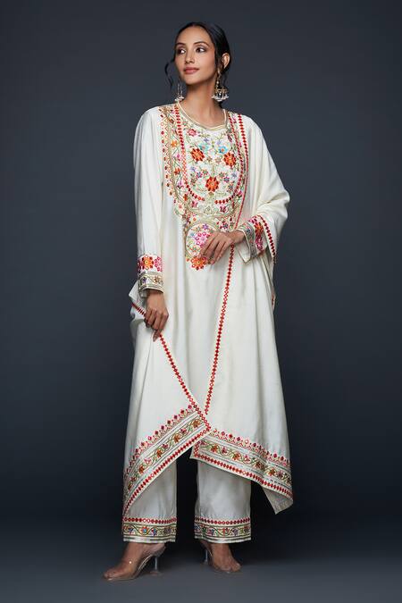 Buy Gulabo By Abu Sandeep Off White Viscose Chanderi Silk Bahar And Mirror Straight Kurta Buy_Gulabo By Abu Sandeep_Off White Viscose Chanderi Silk Bahar And Mirror Straight Kurta