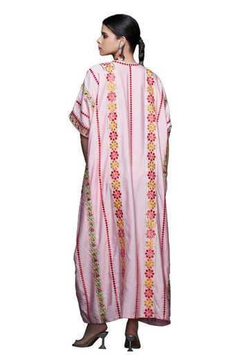 Buy Gulabo By Abu Sandeep Pink Viscose, Chanderi Silk Gota Patti, Mirrors, Gullista Vine Thread And Kaftan Buy_Gulabo By Abu Sandeep_Pink Viscose, Chanderi Silk Gota Patti, Mirrors, Gullista Vine Thread And Kaftan