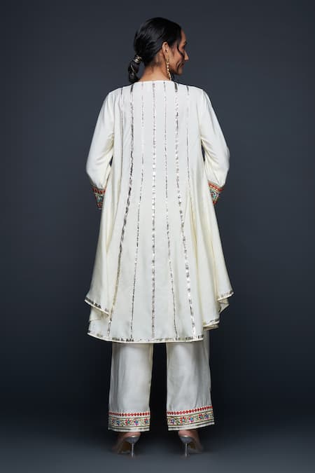 Shop_Gulabo By Abu Sandeep_Off White Viscose Chanderi Silk Embroidery Phool And Mirror Anarkali  _at_Aza_Fashions