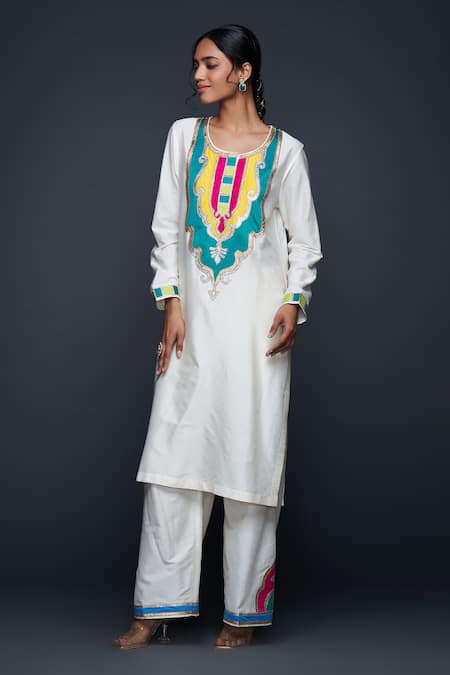 Gulabo By Abu Sandeep Off White Cotton Silk Placement Embroidery Architecture Motif Pant Online at Aza Fashions Gulabo By Abu Sandeep_Off White Cotton Silk Placement Embroidery Architecture Motif Pant _Online_at_Aza_Fashions