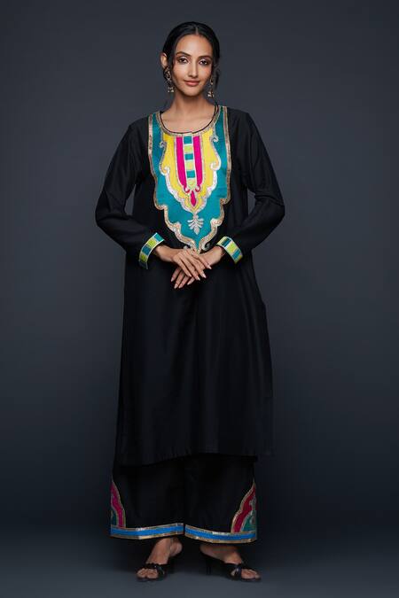 Gulabo By Abu Sandeep Black Cotton Silk Placement Embroidery Architecture Motif Pant Online at Aza Fashions Gulabo By Abu Sandeep_Black Cotton Silk Placement Embroidery Architecture Motif Pant _Online_at_Aza_Fashions